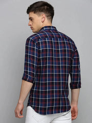Men Navy Checked Casual Shirt-DALTONCHECKS-4087-Navyblue