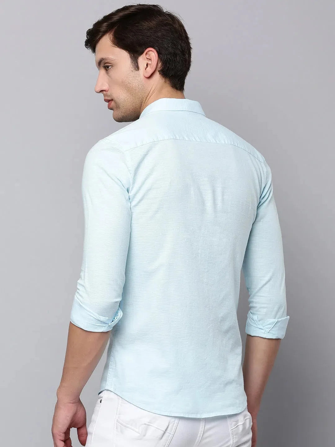 Blue Cotton Mens Shirt - Solid Casual Formal Shirts - DesiQlo