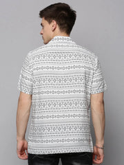Men White Printed Casual Shirt-RESORTPRINT-3188-White