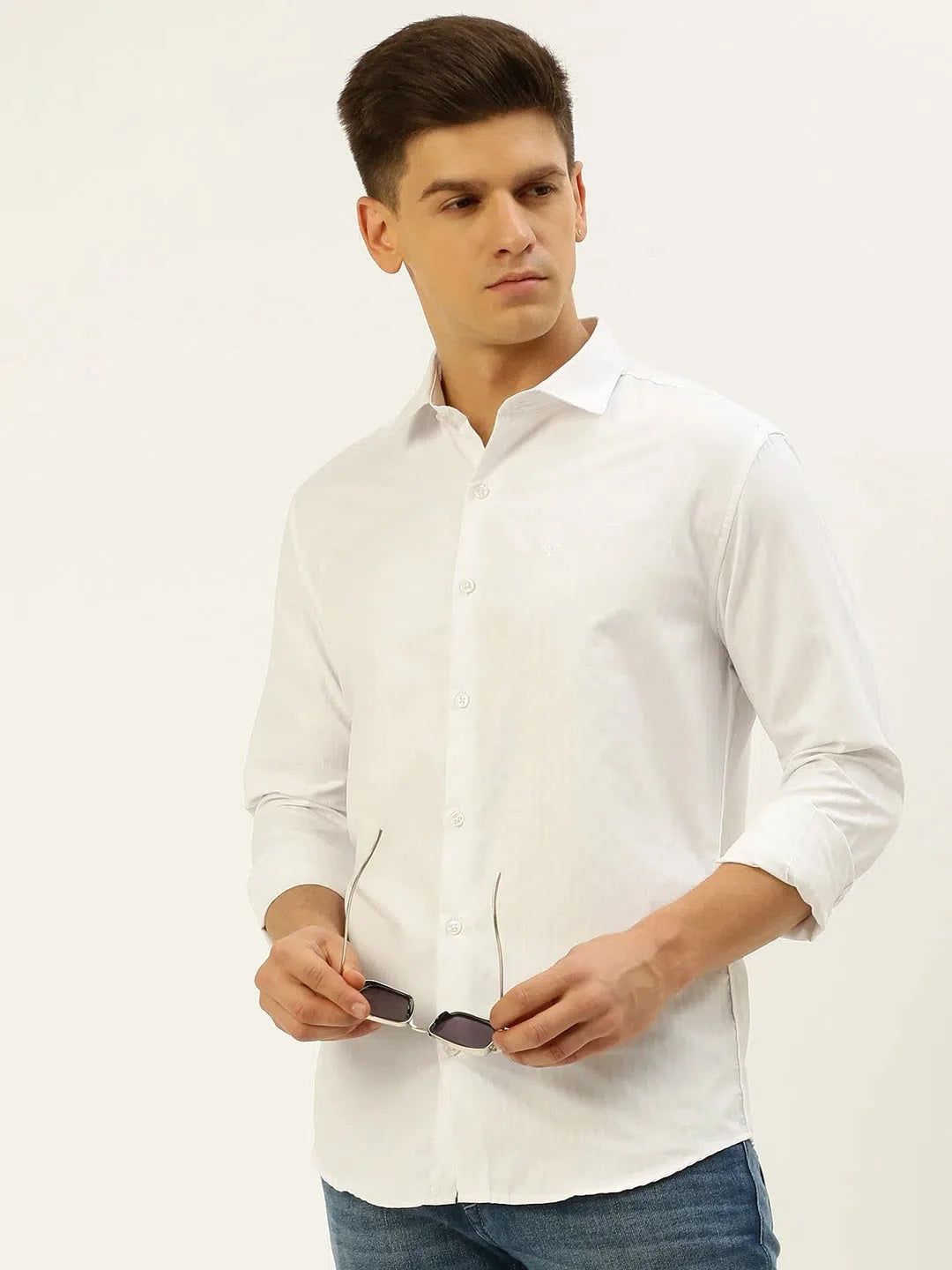 White Solid Cotton Mens Shirt - Formal & Casual | DesiQlo