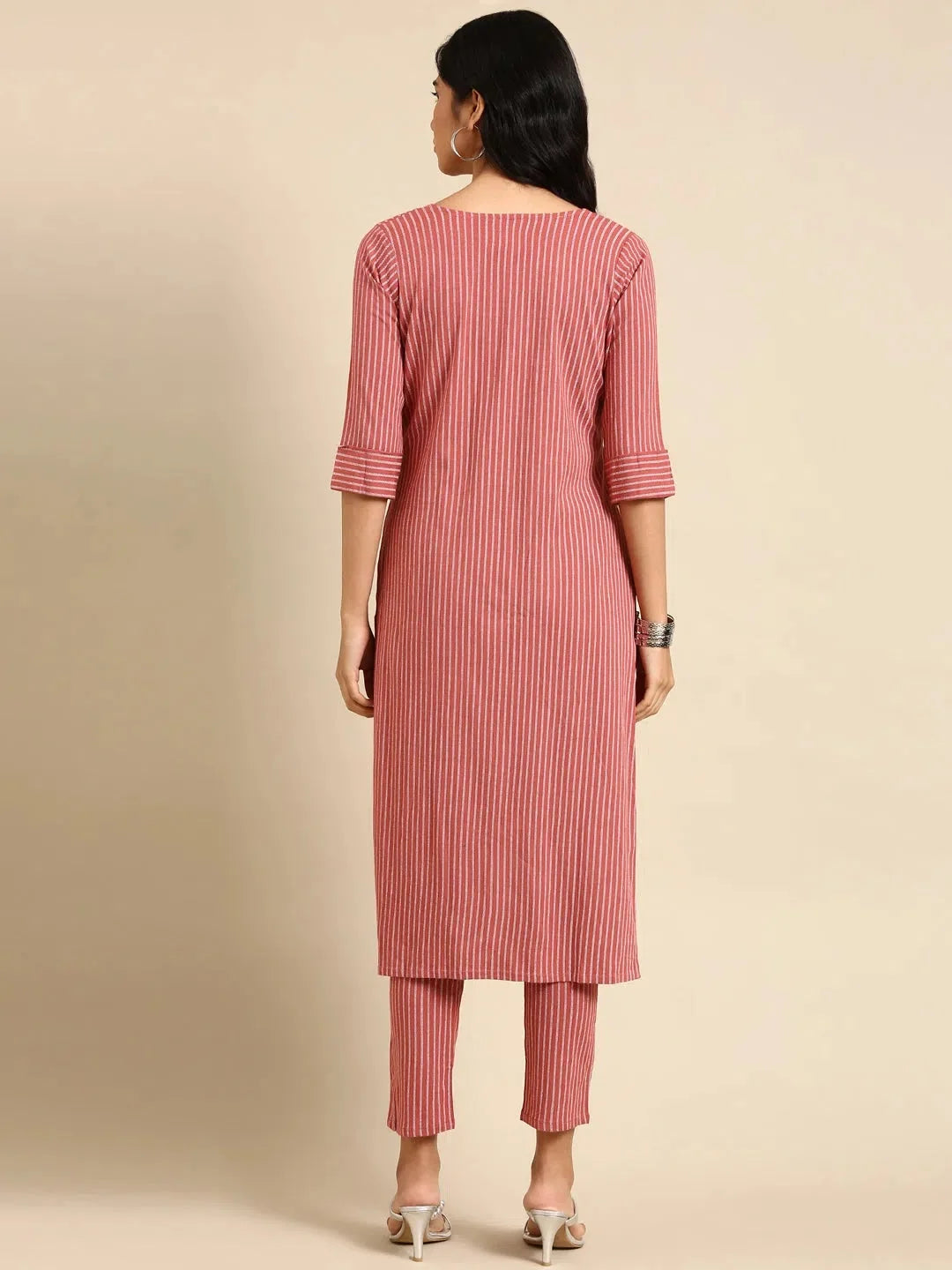 Purple Striped Cotton Kurta Set | Women's Indian Kurta Sets