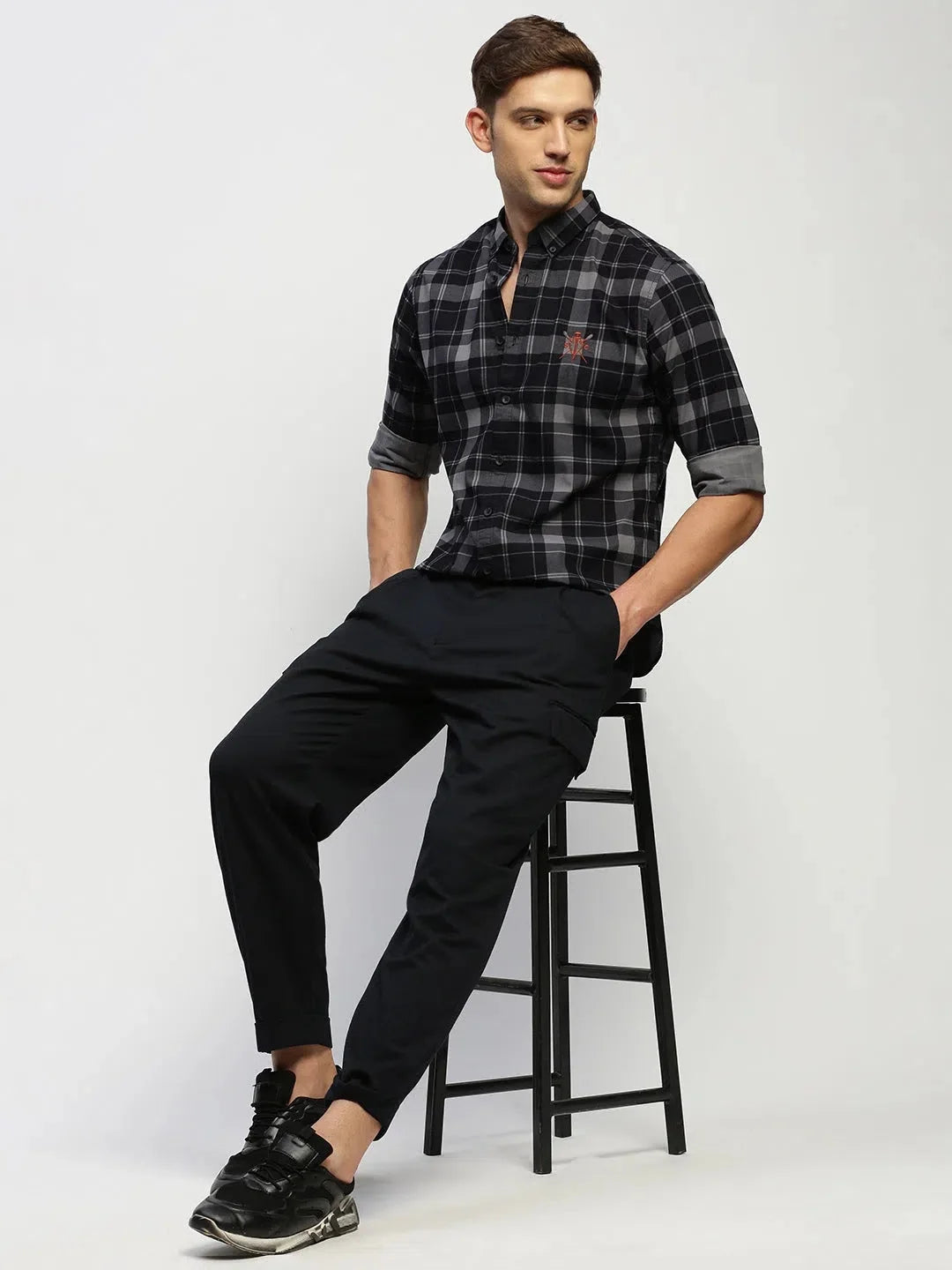 Grey Checked Mens Shirt - Stylish Cotton Shirt | DesiQlo