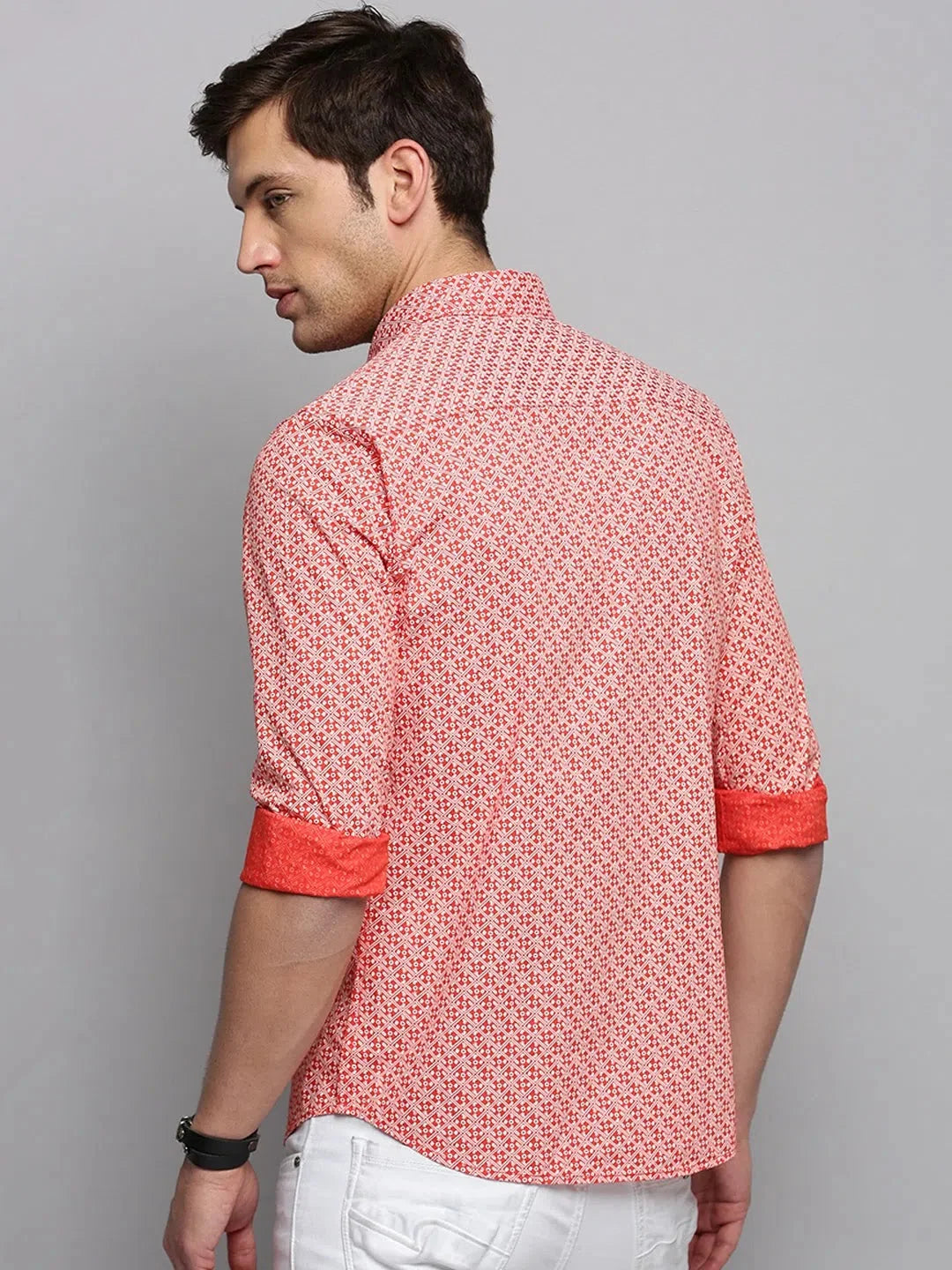 Orange Printed Mens Shirt | Cotton Casual Shirt | DesiQlo