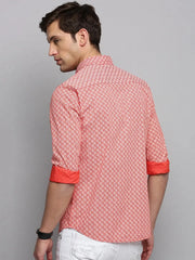 Men Orange Printed Casual Shirt-JUPITERPRINT-3387-Orange