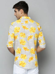 Men Grey Printed Casual Shirt-HARPERPRINT-1685-Grey