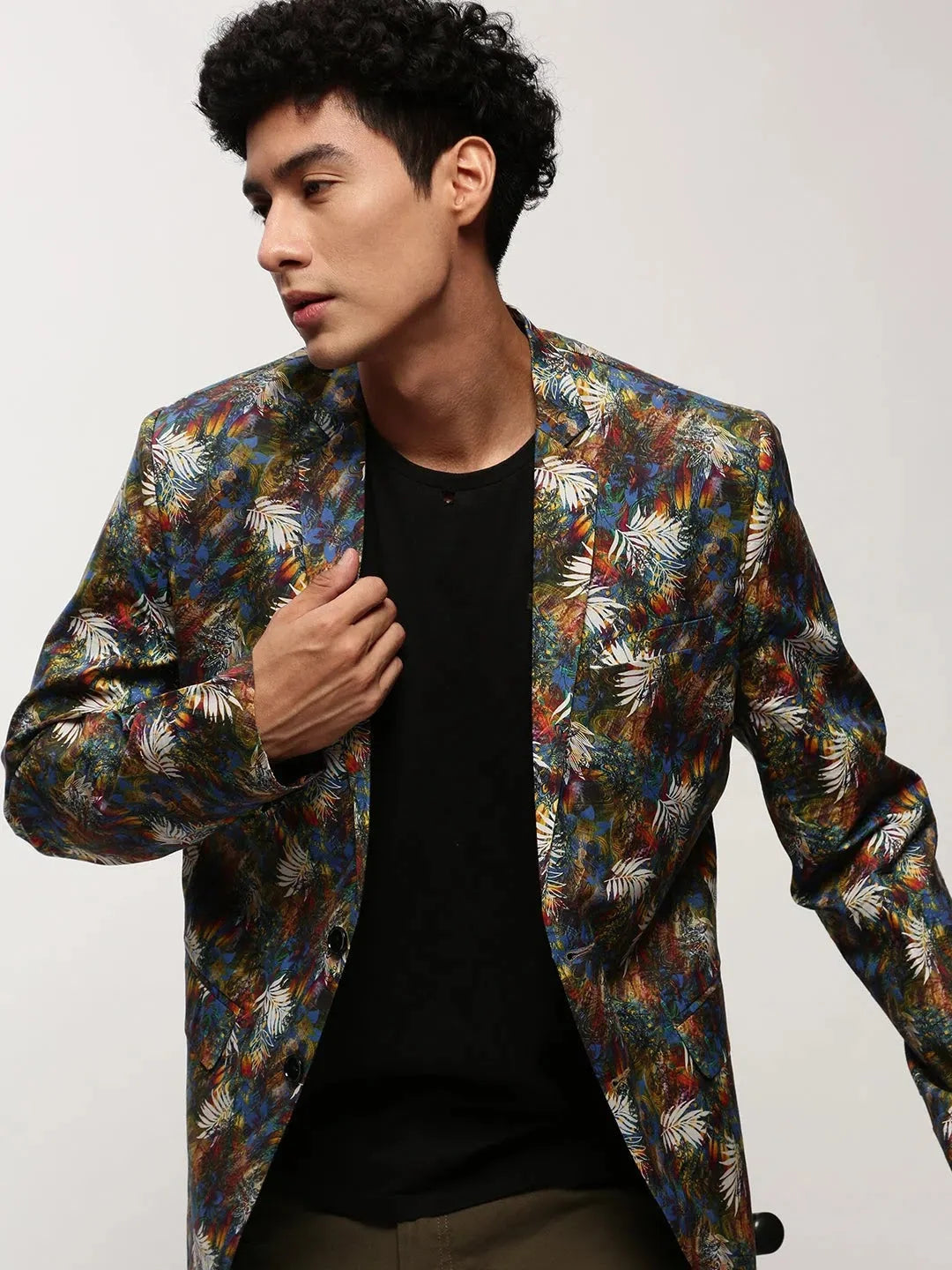 Multi-Print Cotton Blazer - Stylish Nehru Jacket for Weddings?