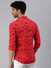 Men Red Printed Casual Shirt-STANDARDPRINT-1301-Red