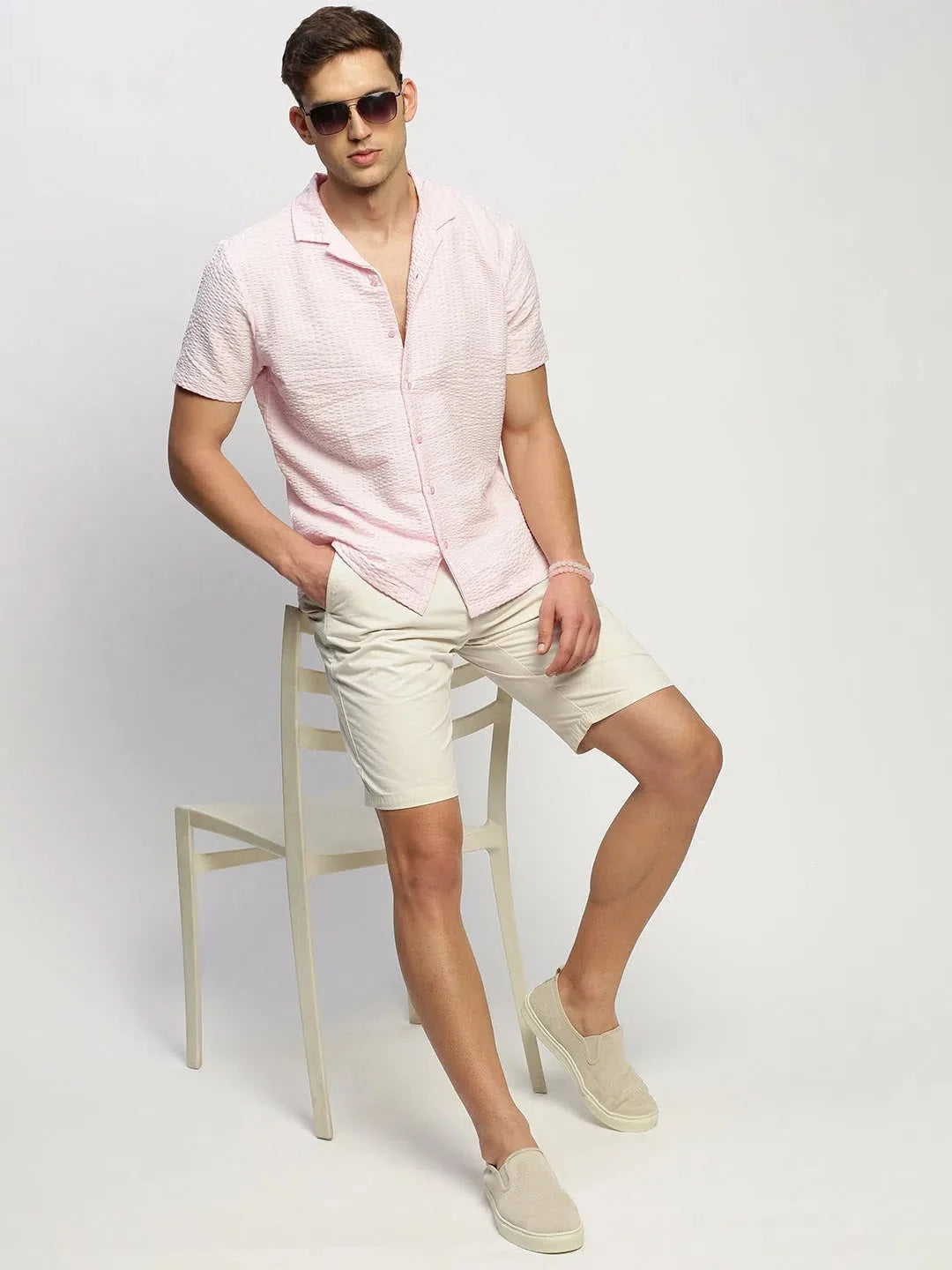 Men's Pink Solid Cotton Shirt | DesiQlo Formal Shirts