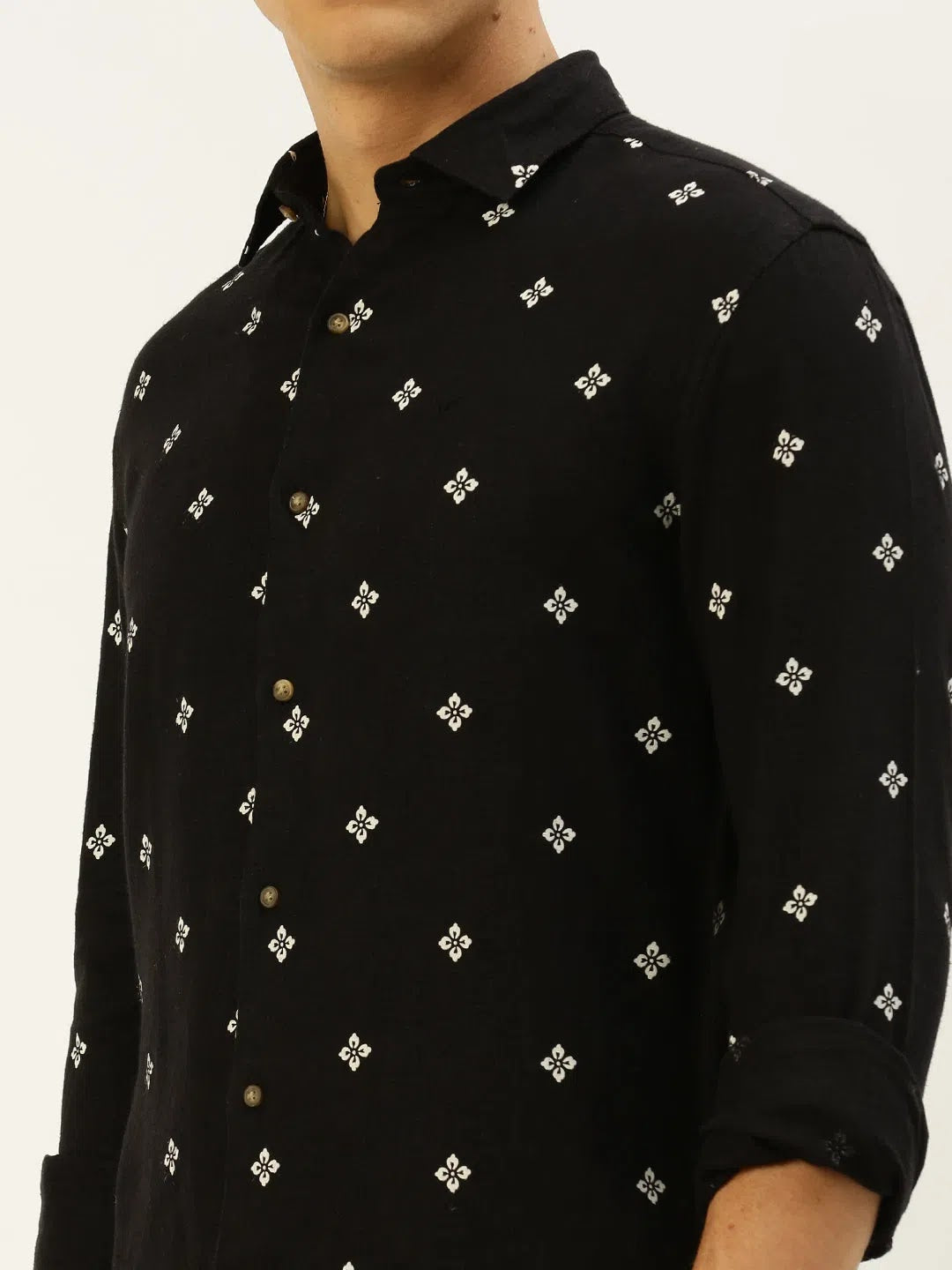Men's Black Printed Linen Shirt | Stylish Casual Shirts