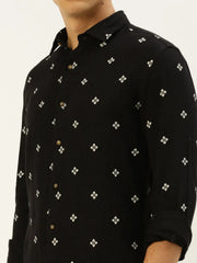 Men Black Printed Casual Shirt-REPLAYPRINTSLINEN-3451-Black