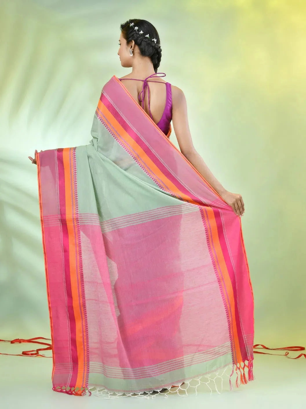 Pistachio Green Cotton Saree | Indian Sarees Online