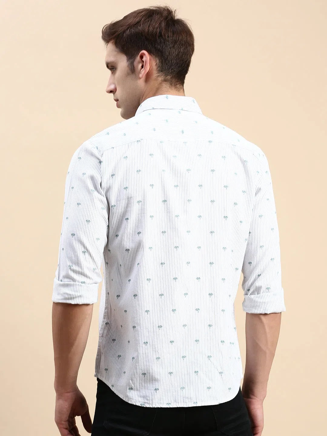White Striped Mens Shirt | DesiQlo Cotton Casual Shirt