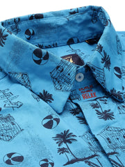 Men Blue Printed Casual Shirt-PERRYPRINT-1846-Blue