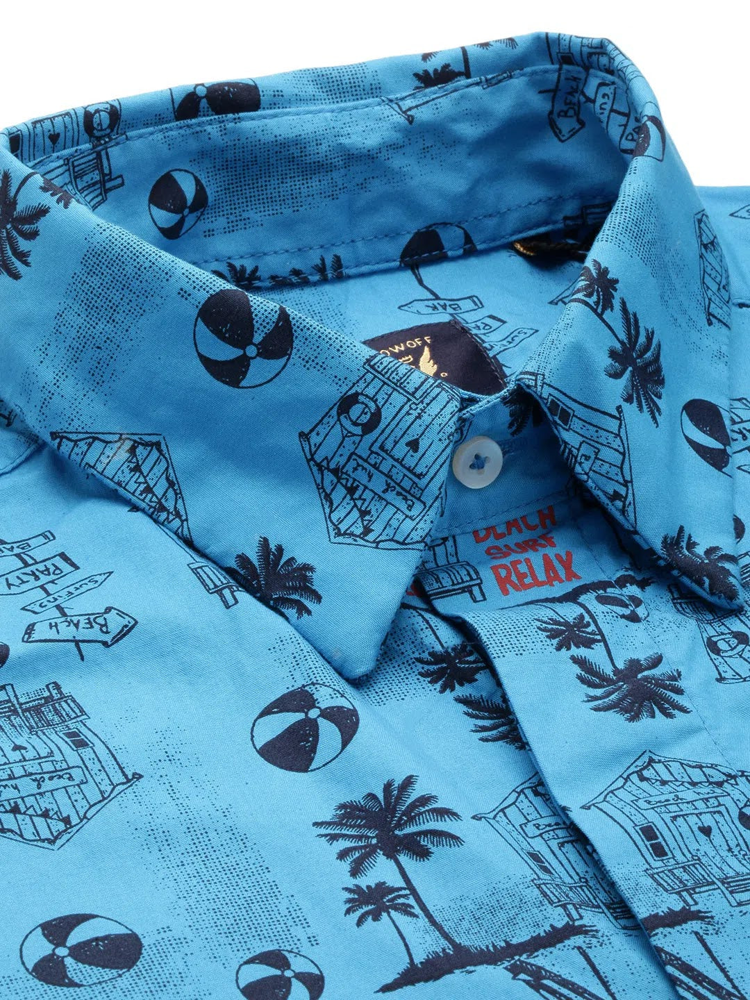 Blue Printed Mens Shirt | Cotton Casual Shirt - DesiQlo