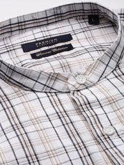 Men White Checked Casual Shirt-LAVINIA-0827-Offwhite