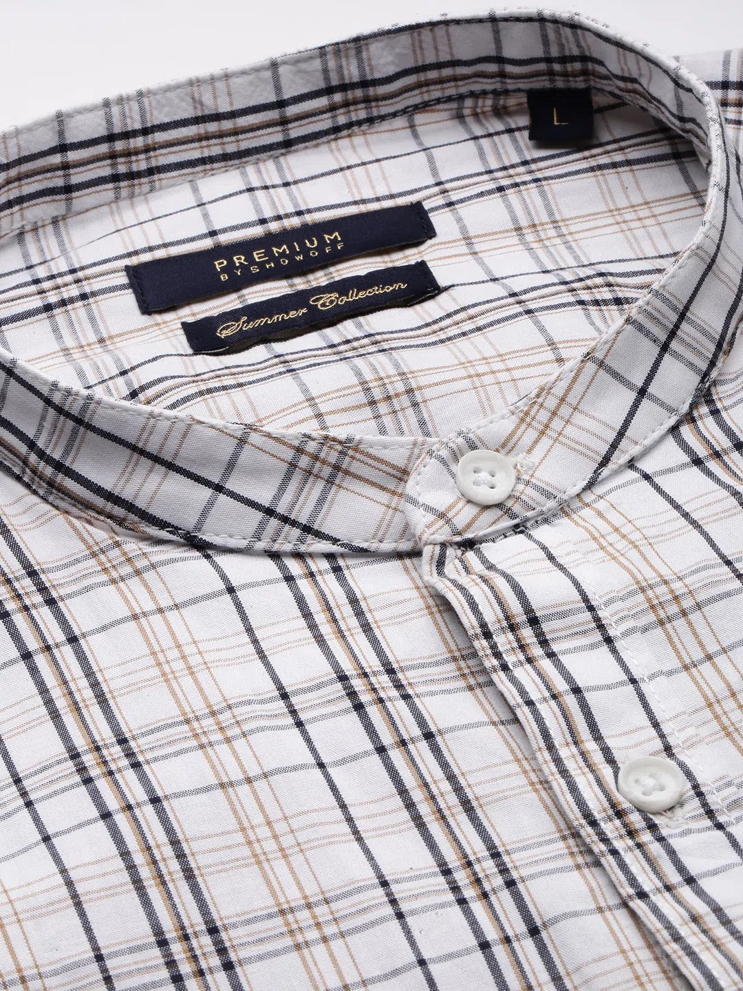DesiQlo Men's White Checked Cotton Shirt | Casual Mens Shirt