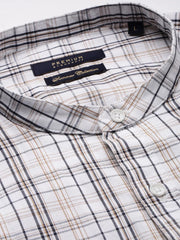 Men White Checked Casual Shirt-LAVINIA-0827-Offwhite