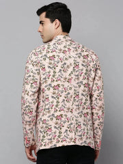 Men Pink Printed Blazer-SOBLZ-293-Peach