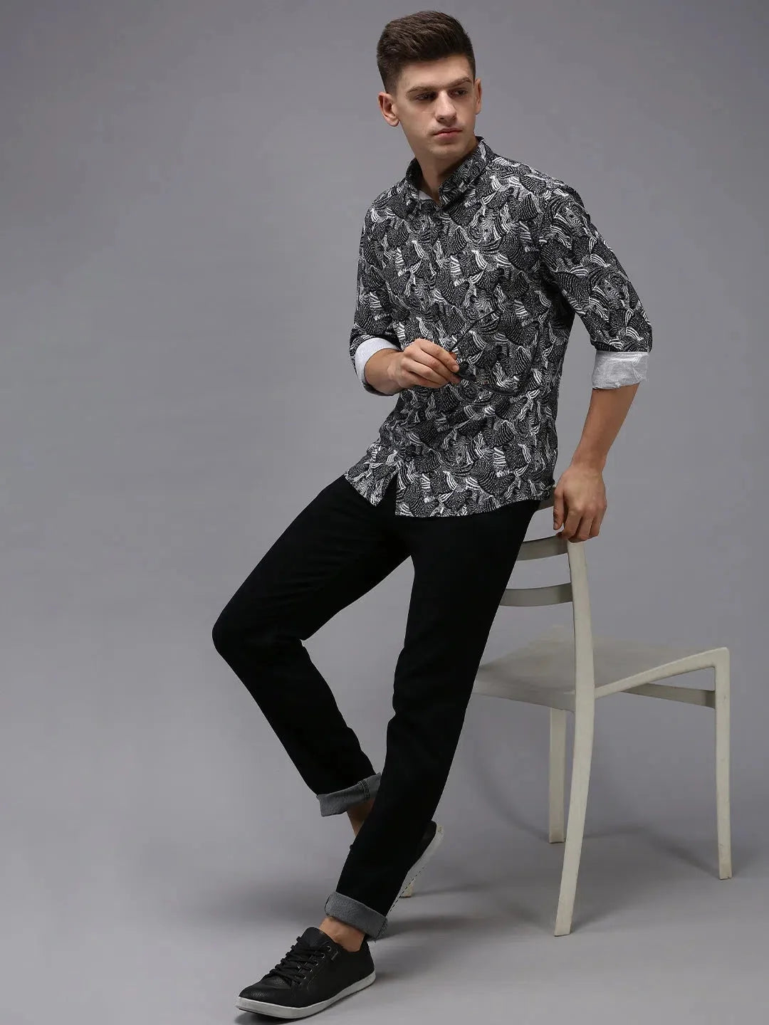 Men's Black Printed Shirt - Casual Cotton Shirt | DesiQlo