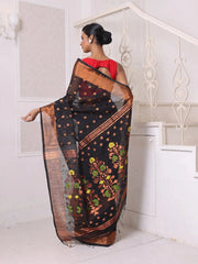 Black Cotton Saree With Ethnic Motifs-MA66BCT431080056