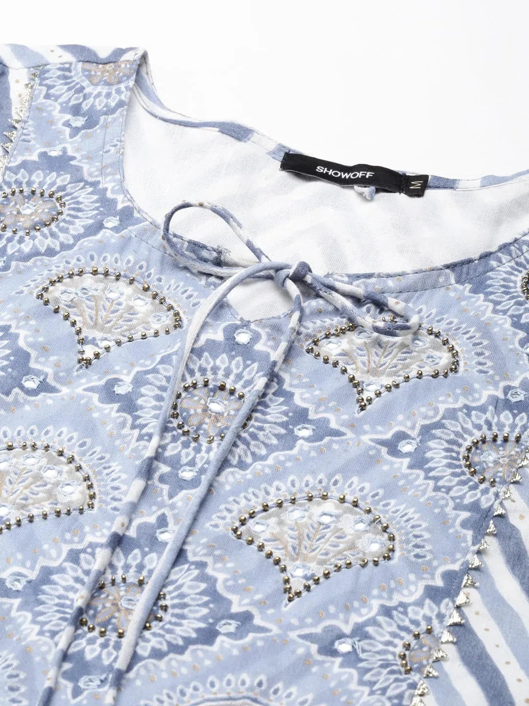 Blue Printed Anarkali Kurti for Women | Cotton Anarkali Kurta