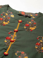 Women Green Floral Kurta Set-CRL-1950-Green