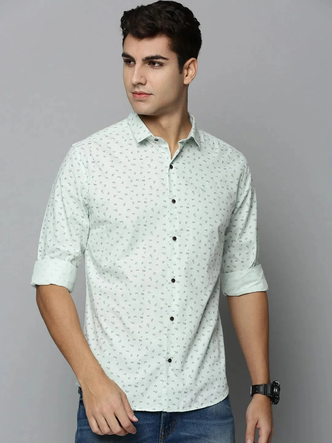 Green Printed Mens Shirt - Casual Cotton Shirt | DesiQlo