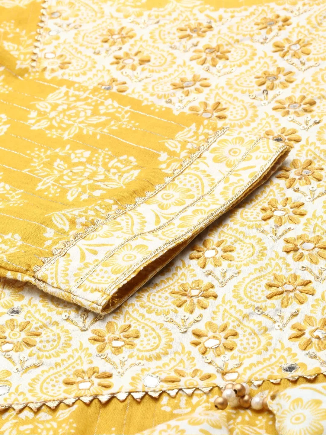 Yellow Printed Women's Kurta Set | Ethnic Cotton Kurta Sets