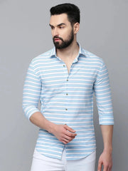 Men Blue Striped Casual Shirt-COMPACTSTRIPE-4796-Blue