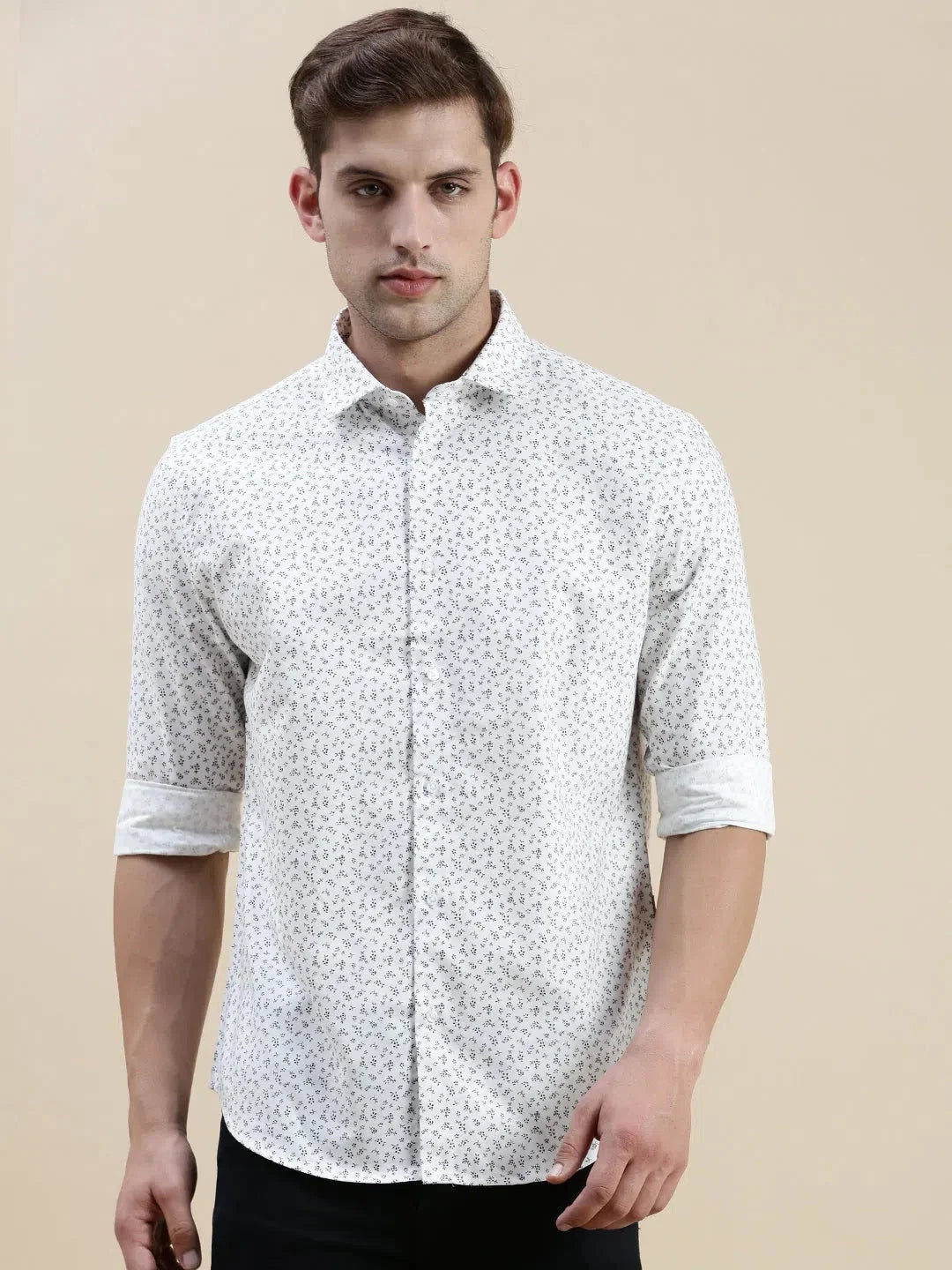 White Checked Mens Shirt | Casual Cotton Shirt - DesiQlo