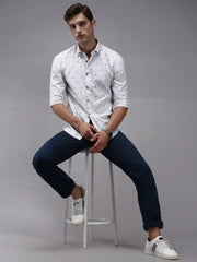 Men White Printed Casual Shirt-ORIGINPRINT-1746-White
