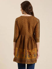 Women Mustard Floral A-Line Kurti-GW-3338-Mustard