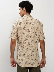 Men Beige Floral Casual Casual Shirts-JUPITERPRINT-1773-Beige