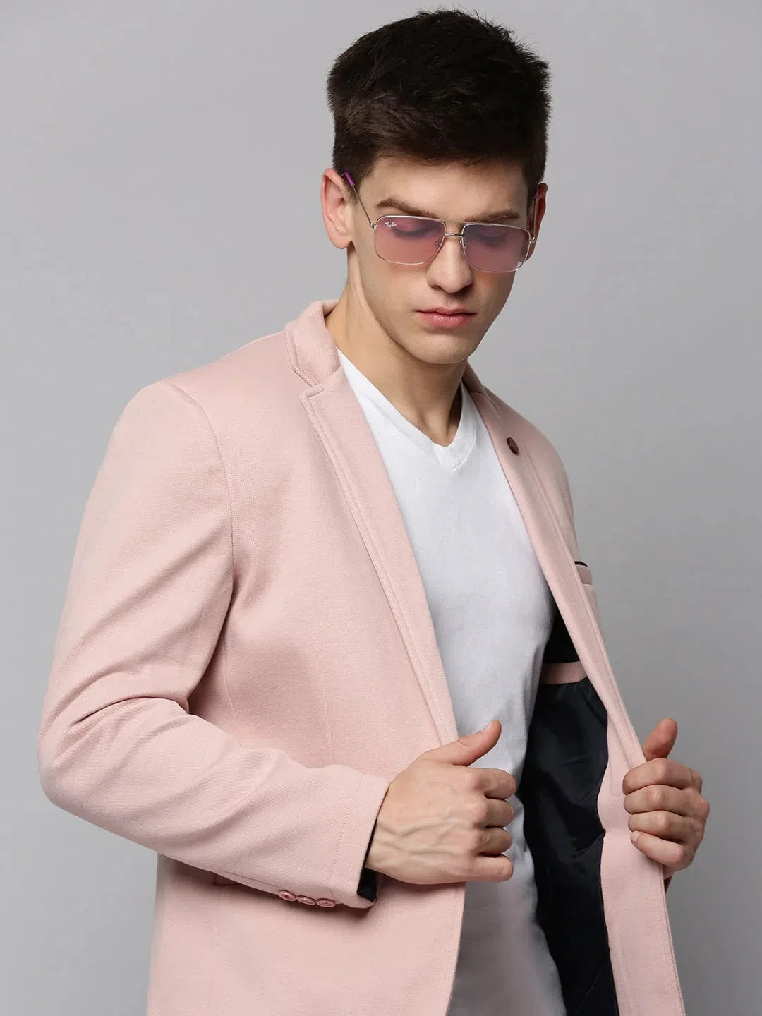 Pink Solid Cotton Nehru Jacket | Men's Ethnic Wear - DesiQlo