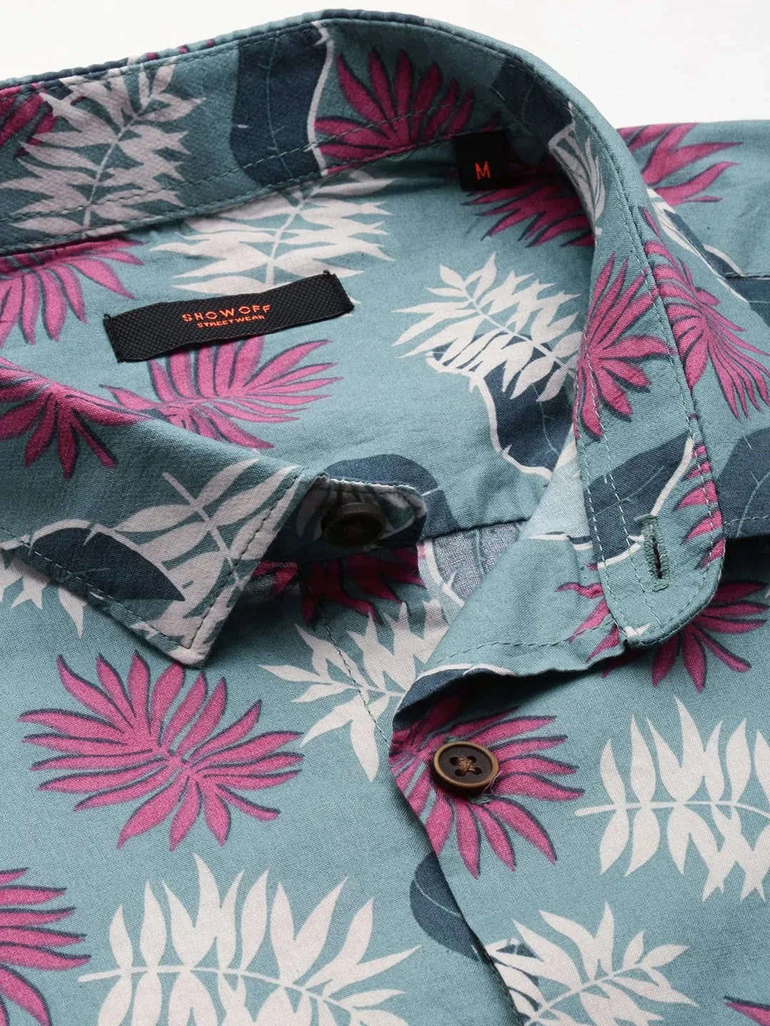 Men's Printed Shirt - Green Cotton Casual Shirt | DesiQlo