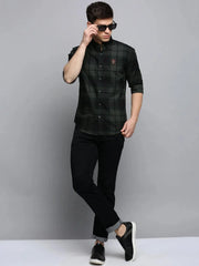 Men Green Checked Casual Shirt-RAFFLERIMPORTCHECKS-4749-Green