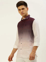 Men White Printed Casual Shirt-QUINN-3611-White