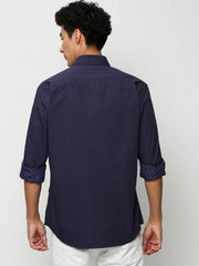 Men Navy Geometrical Casual Casual Shirts-STANLEY-5575-Navyblue