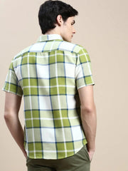 Men Green Checked Casual Shirt-WILLACHECKS-96-Green