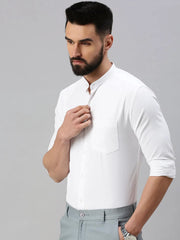 Men White Self Design Casual Shirt-SPANISHSHIRT-1018-White