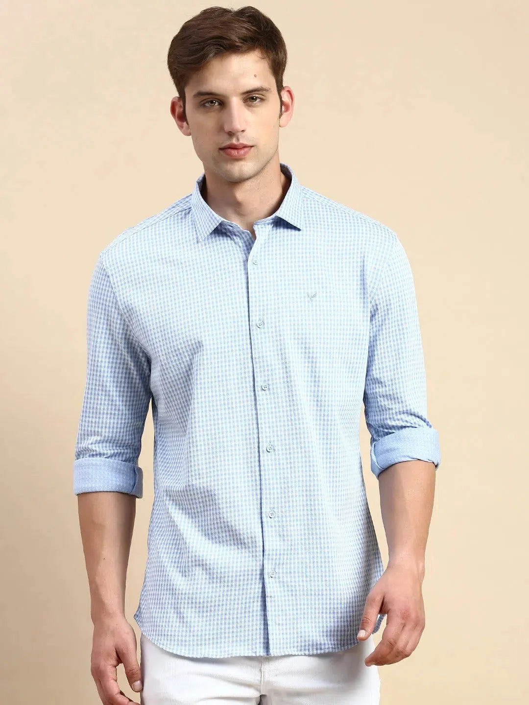Blue Checked Mens Shirt | Cotton Casual Shirt - DesiQlo