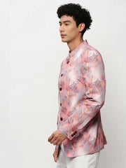Men Mauve Printed Casual Blazers-SOBLZ-083-6-Mauve