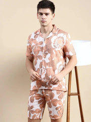 Men Peach Printed Casual Co ord Set-BLACKBERRY-1677-Peach