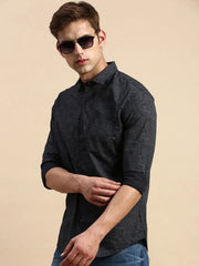 Men Black Printed Casual Shirt-STAPLEPRINTS-0454-Black