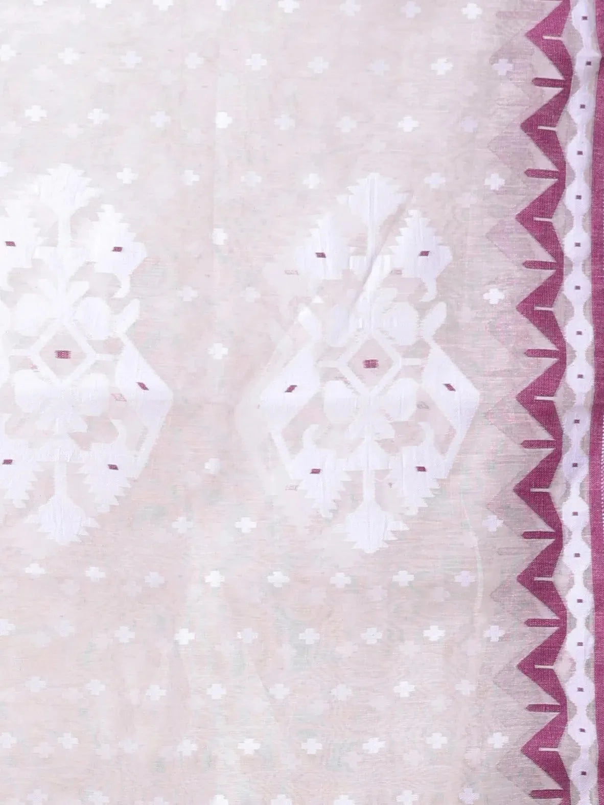 Off White Cotton Jamdani Saree | Indian Sari