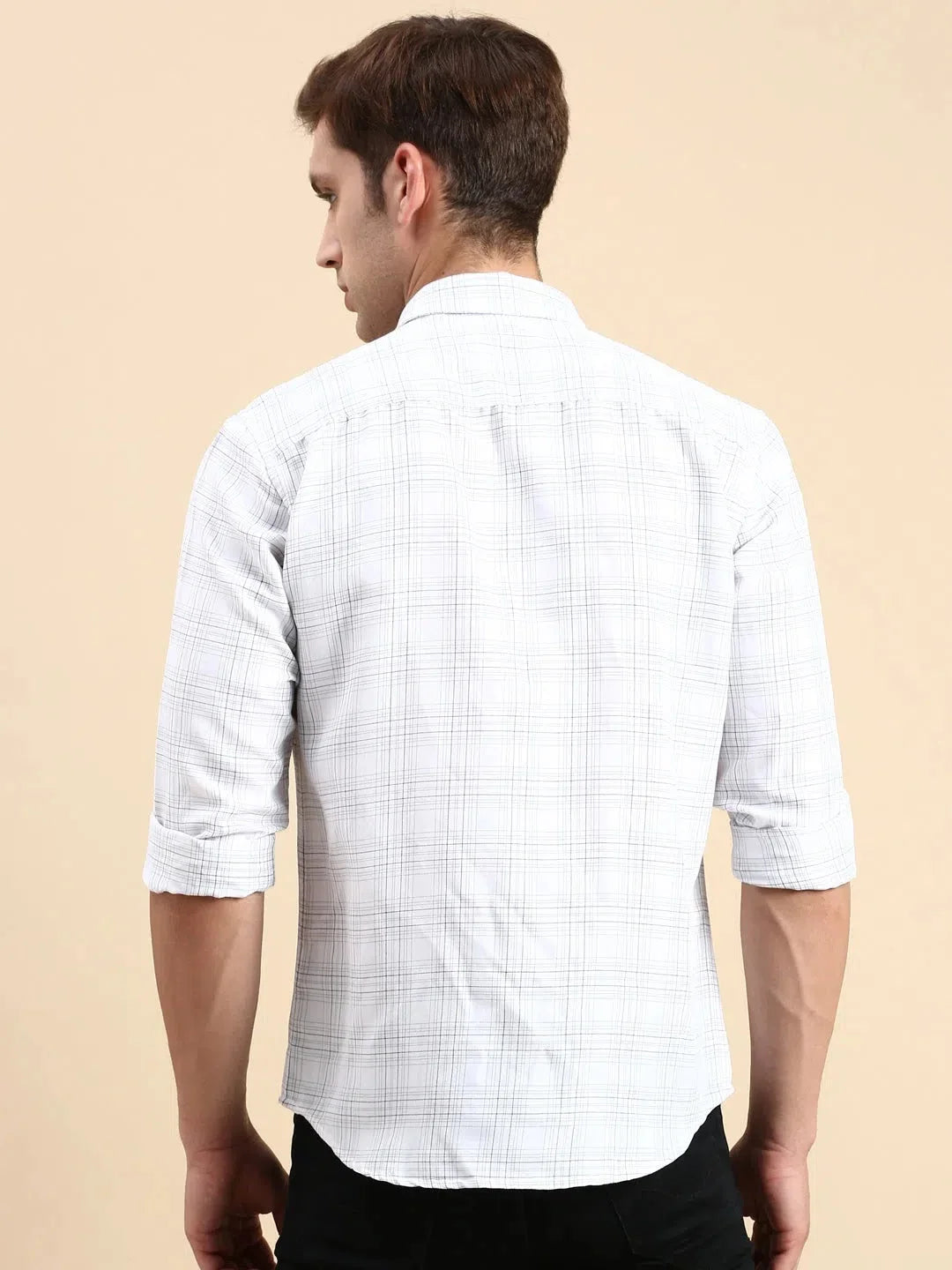 Men's White Checked Cotton Shirt | Casual Style DesiQlo