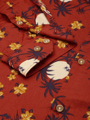 Men Rust Printed Casual Shirt-BESTCOLOURPRINT-4121-Rust