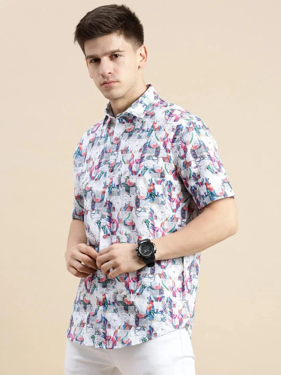 Men's Abstract Print Cotton Shirt | DesiQlo Printed Shirt