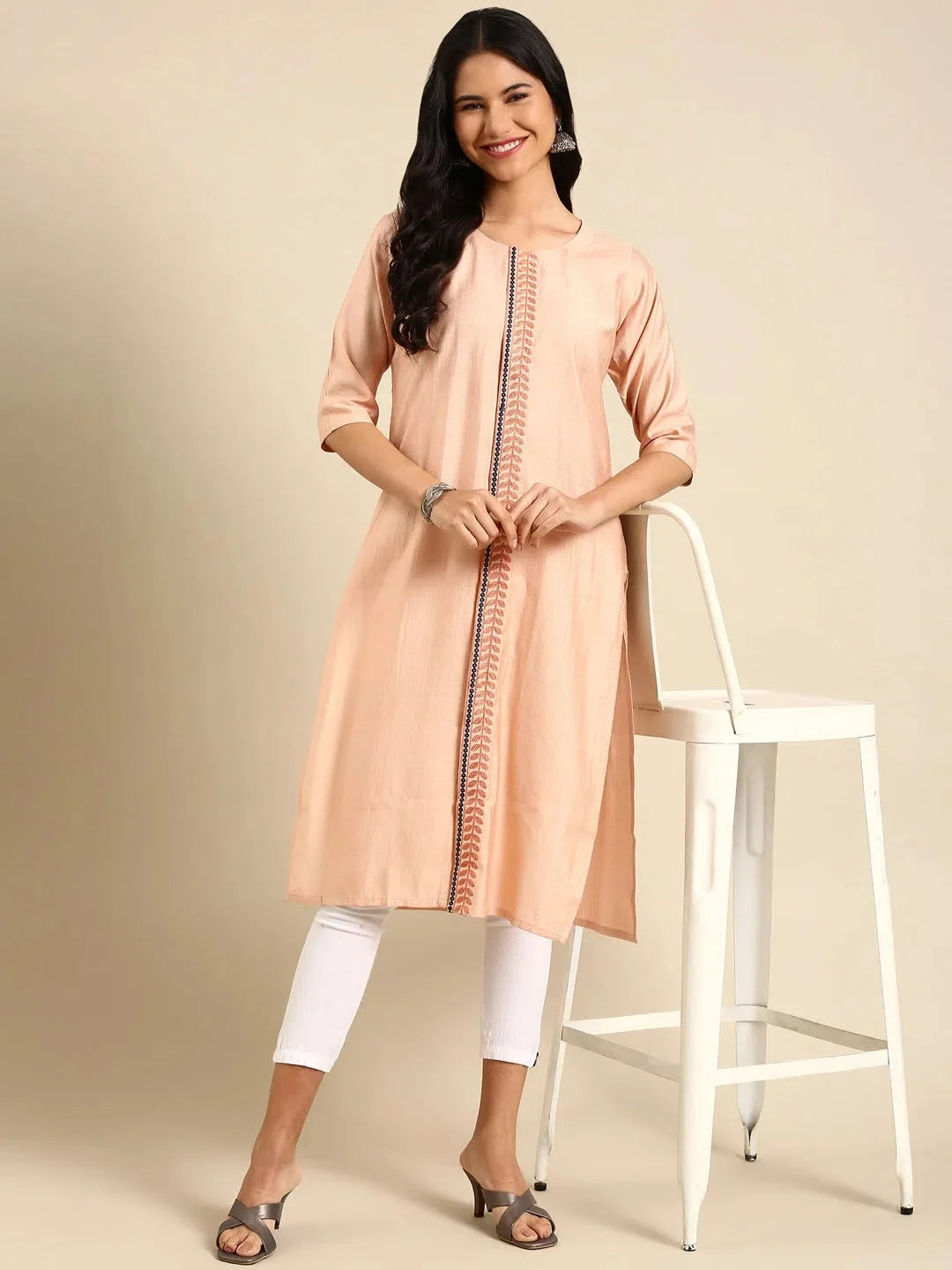 Peach Cotton Kurta - Comfortable Indian Kurta for Women