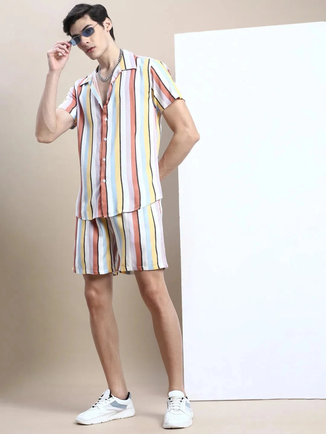 Men's Multi Striped Casual Co ord Set | Mens Two Piece Sets